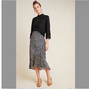 Anthropologie Maeve Animal Print MIDI Skirt